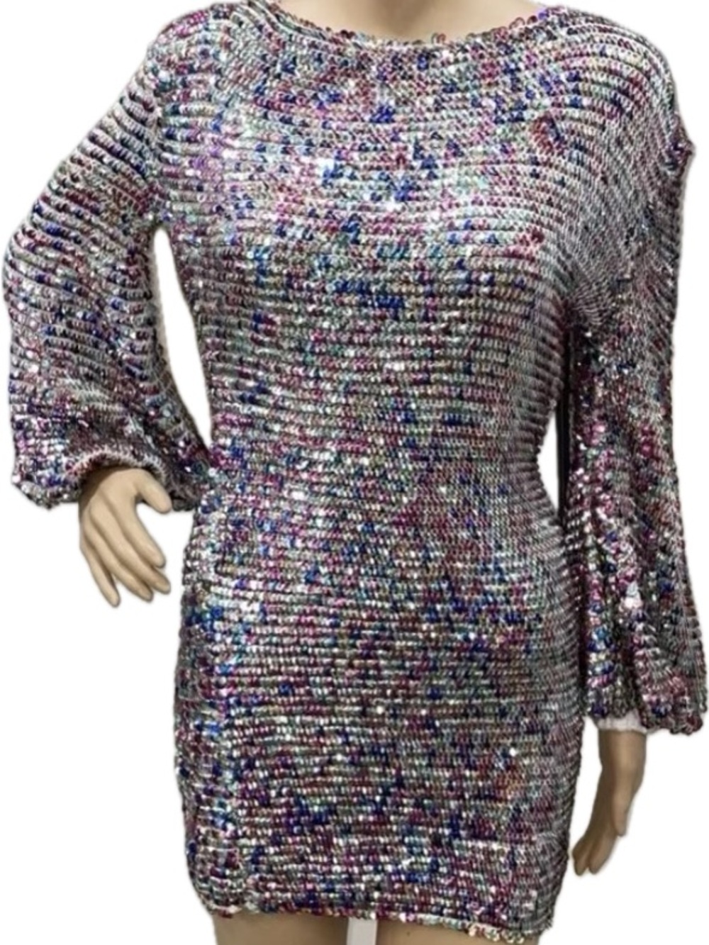 RETROFETE Tara sequined crochet mini dress, medium - Picture 4 of 5